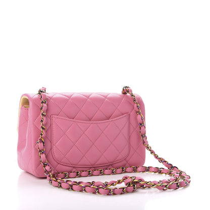 Chanel Lambskin Quilted Mini Rectangular Flap Pink Yellow 3 of 10