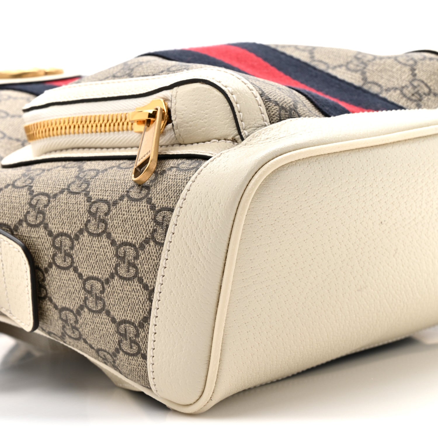 Gucci GG Supreme Monogram Textured Calfskin Web Small Ophidia Day Backpack Beige Ebony Mystic White 10 of 11