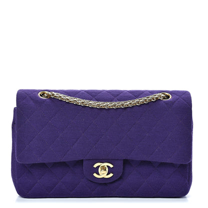 Chanel Jersey Quilted Medium Double Flap Bijoux Chain Purple 1 of 12
