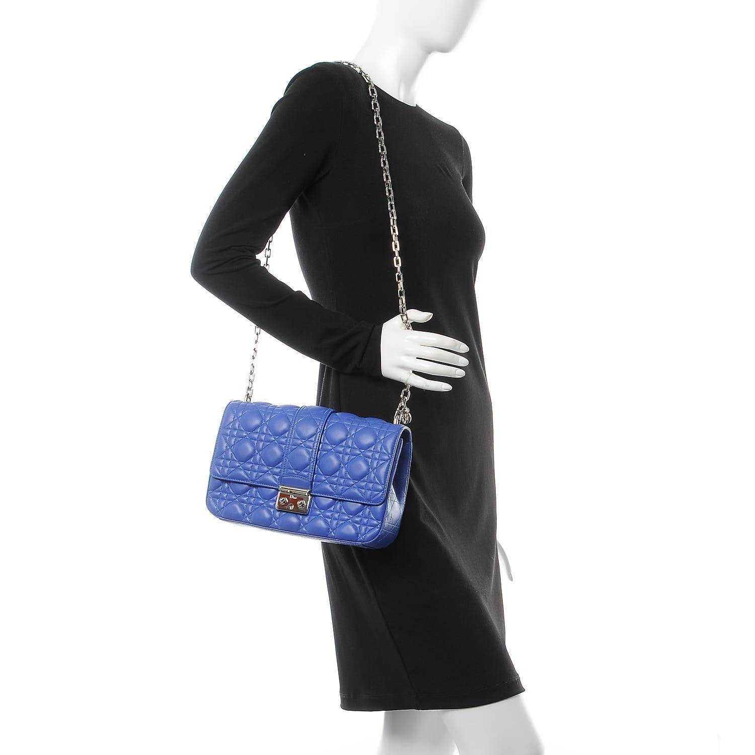 Christian Dior Lambskin Cannage Medium Miss Dior Flap Blue 2 of 7