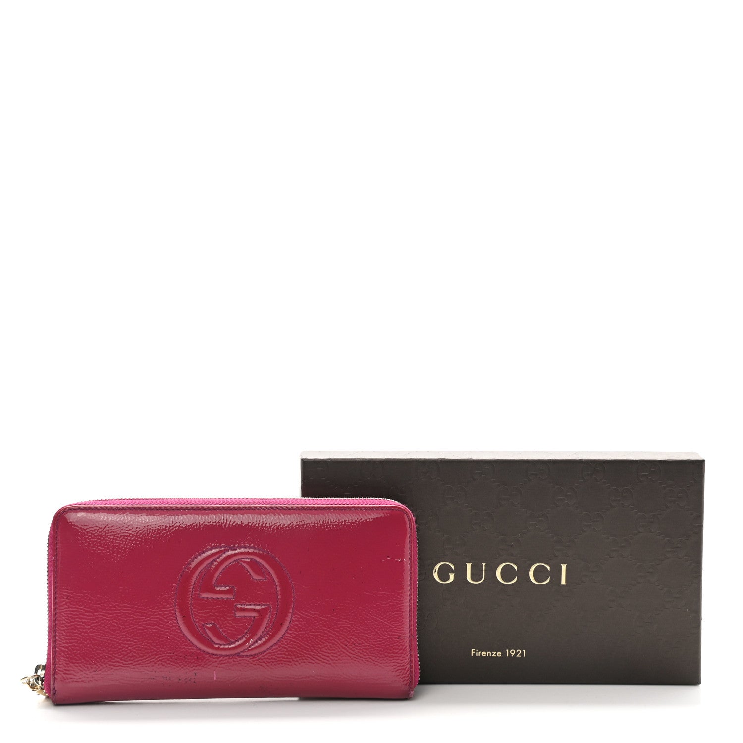 Gucci Patent Soho Zip Around Wallet Bright Bougainvillea 10 of 10