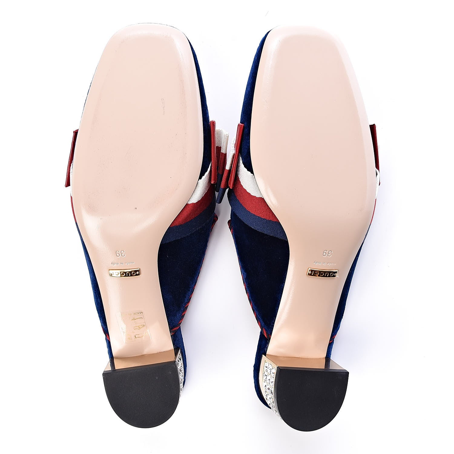 Gucci Velvet Crystal Sylvie Bow Mules 39 Cobalt Blue 5 of 10