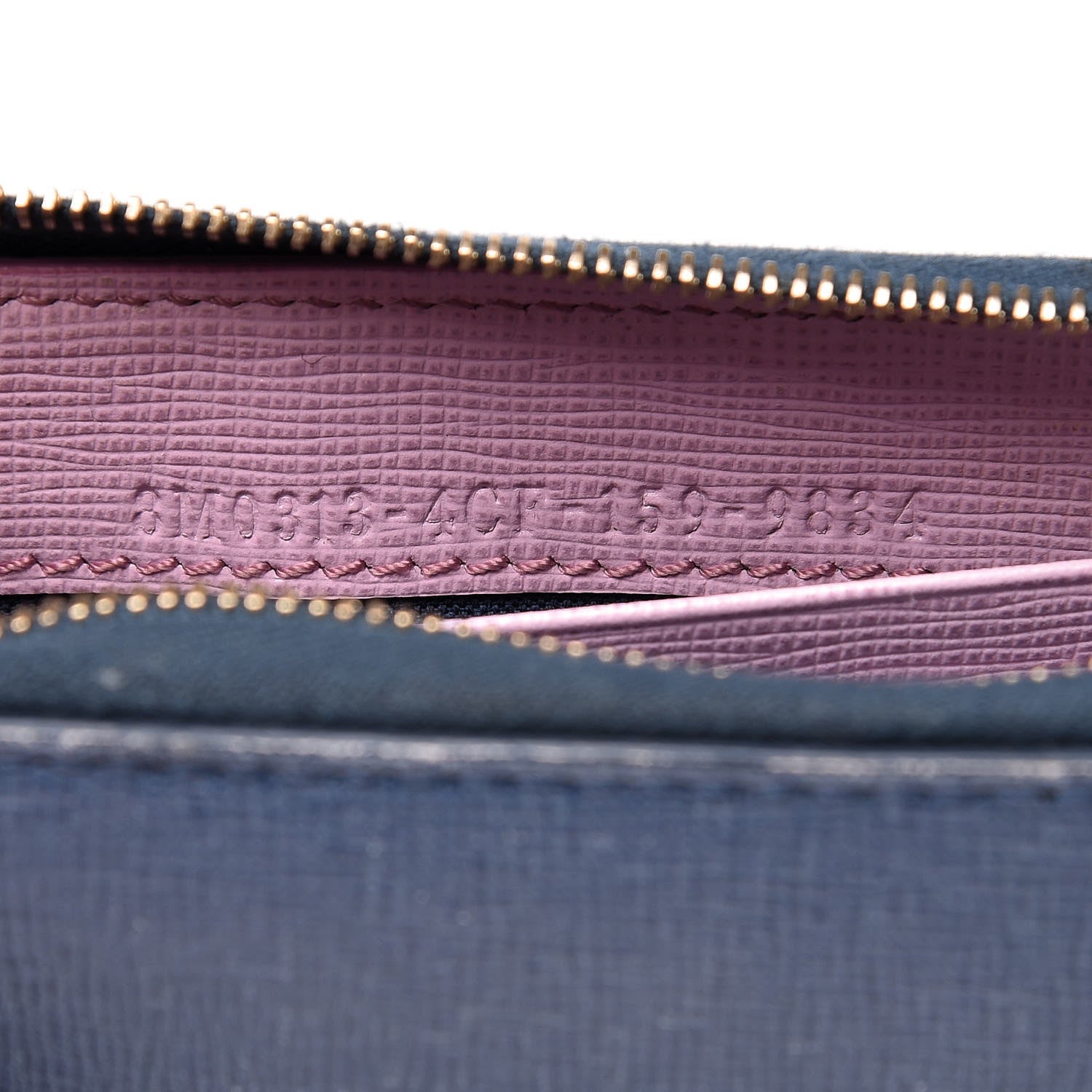 Fendi Vitello Elite Crystal Eye Monster Mini Zip Around Wallet Cobalt Lavender Pink 8 of 13
