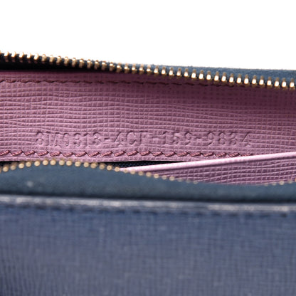 Fendi Vitello Elite Crystal Eye Monster Mini Zip Around Wallet Cobalt Lavender Pink 8 of 13