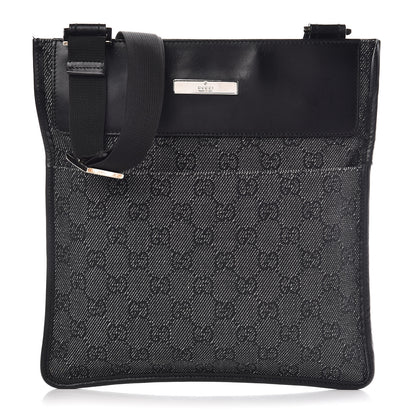 Gucci GG Monogram Messenger Crossbody Bag Black 1 of 9