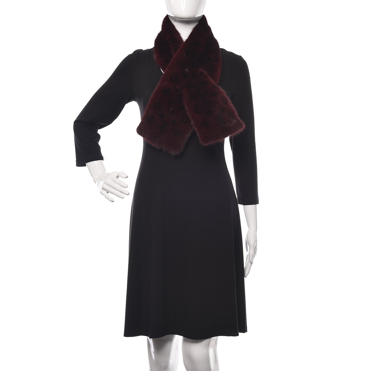 Louis Vuitton Monogram Mink Fur Stole Burgundy 2 of 4
