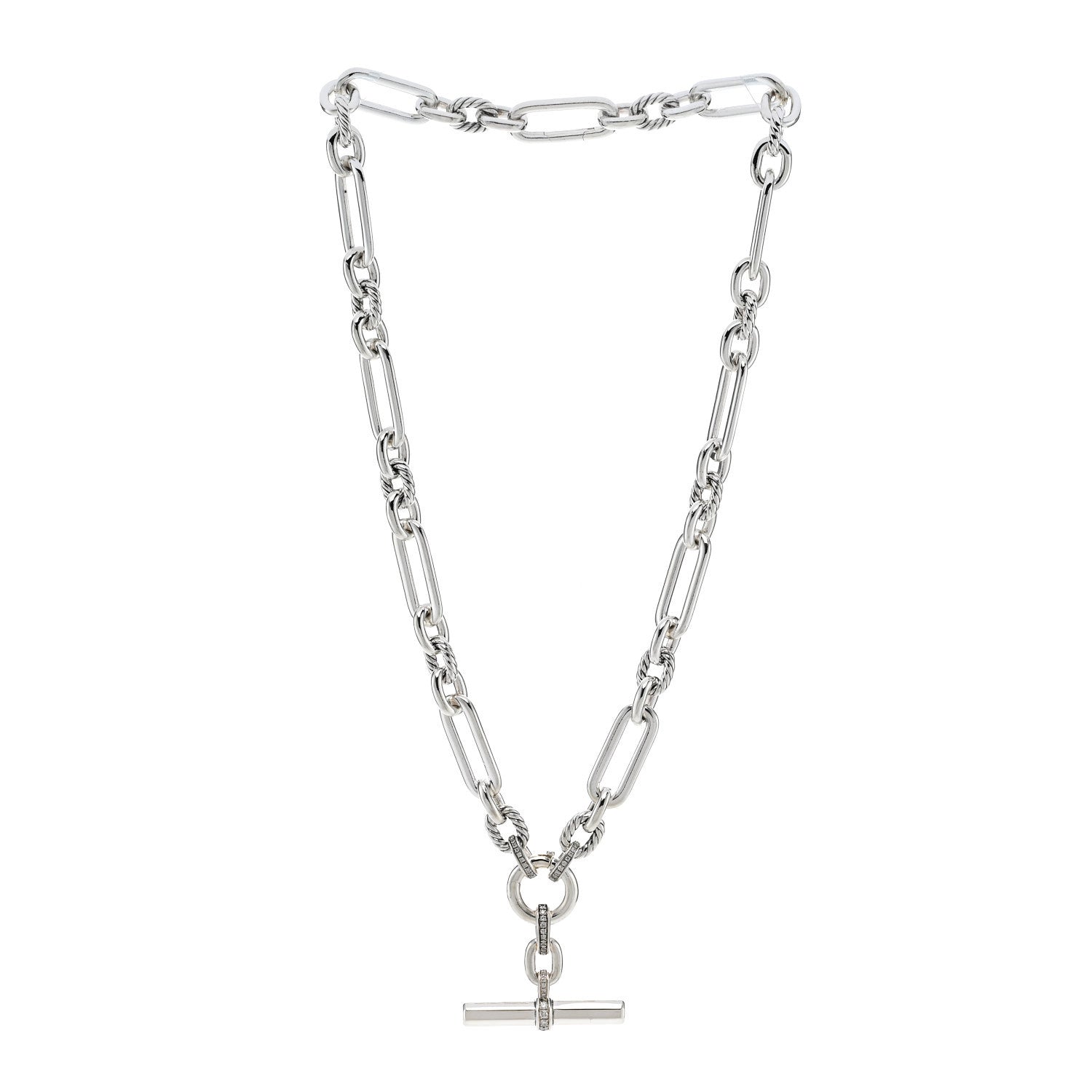 David Yurman Sterling Silver Diamond Lexington Chain Necklace 3 of 5