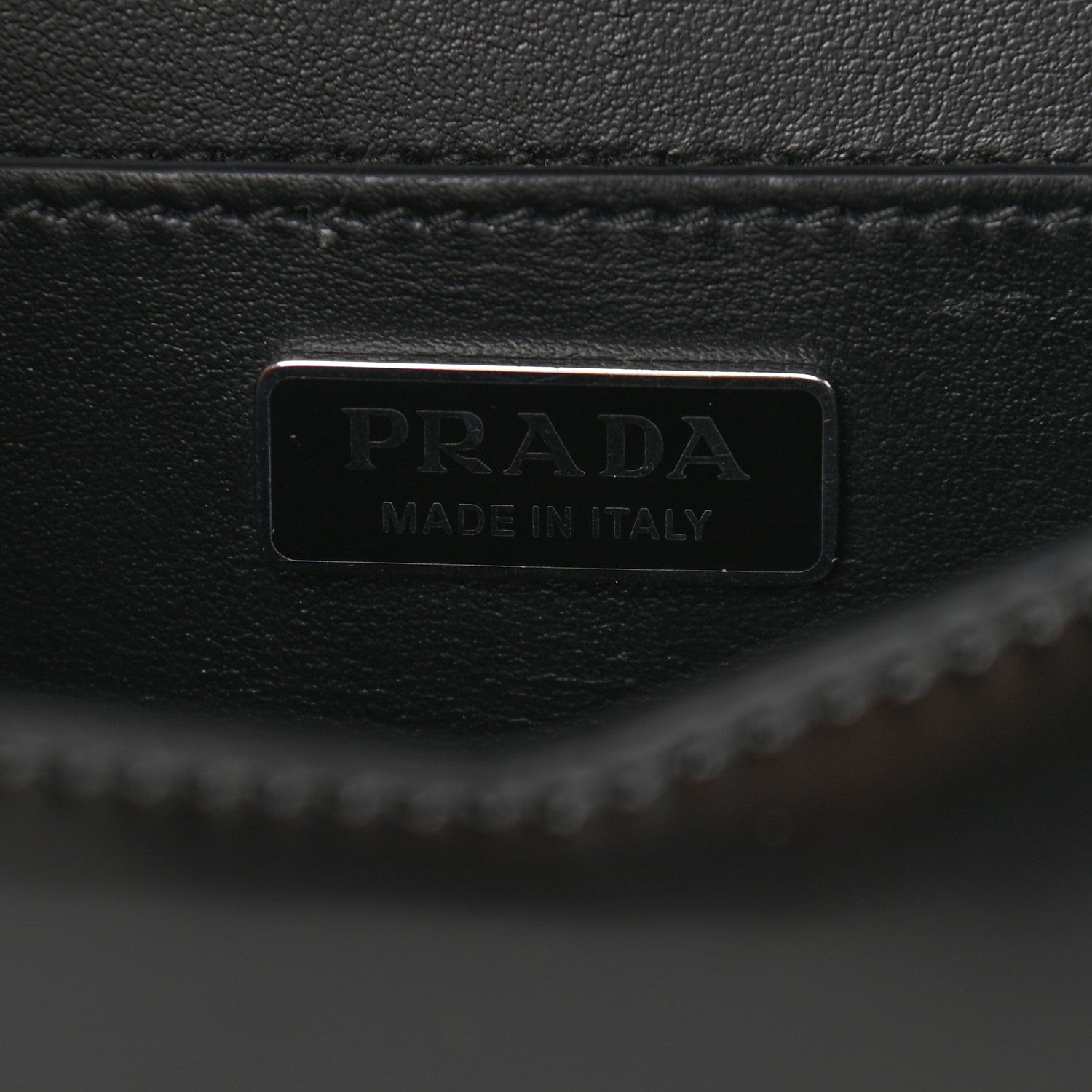 Prada Spazzolato Triangle Logo Plate Flap Chain Crossbody Bag Black 6 of 9