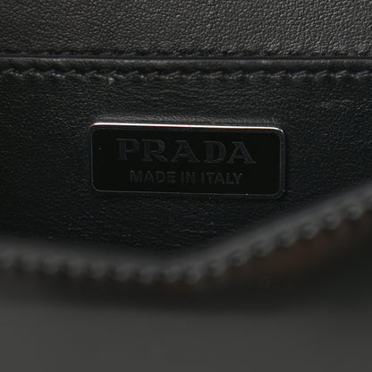 Prada Spazzolato Triangle Logo Plate Flap Chain Crossbody Bag Black 6 of 9