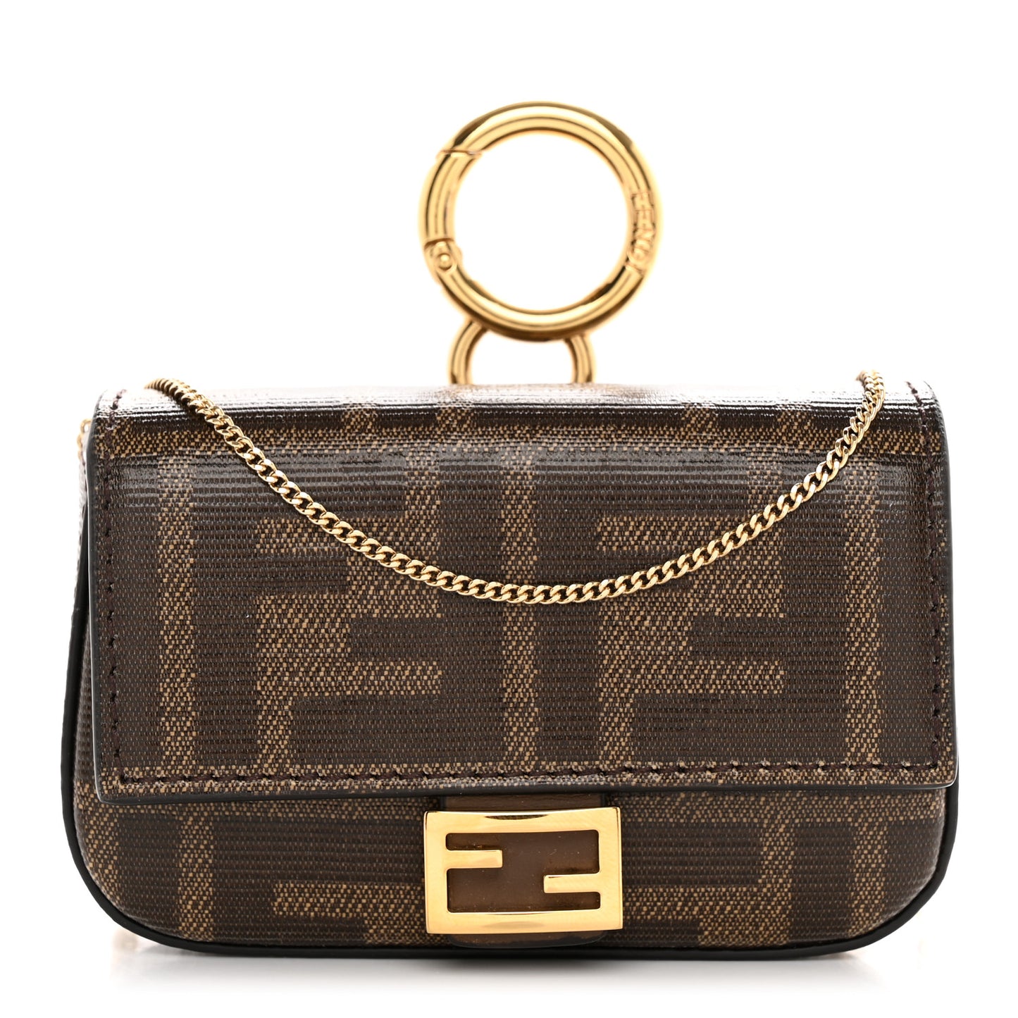 Glazed Fabric FF 1974 Nano Baguette Charm Mogano Panna
