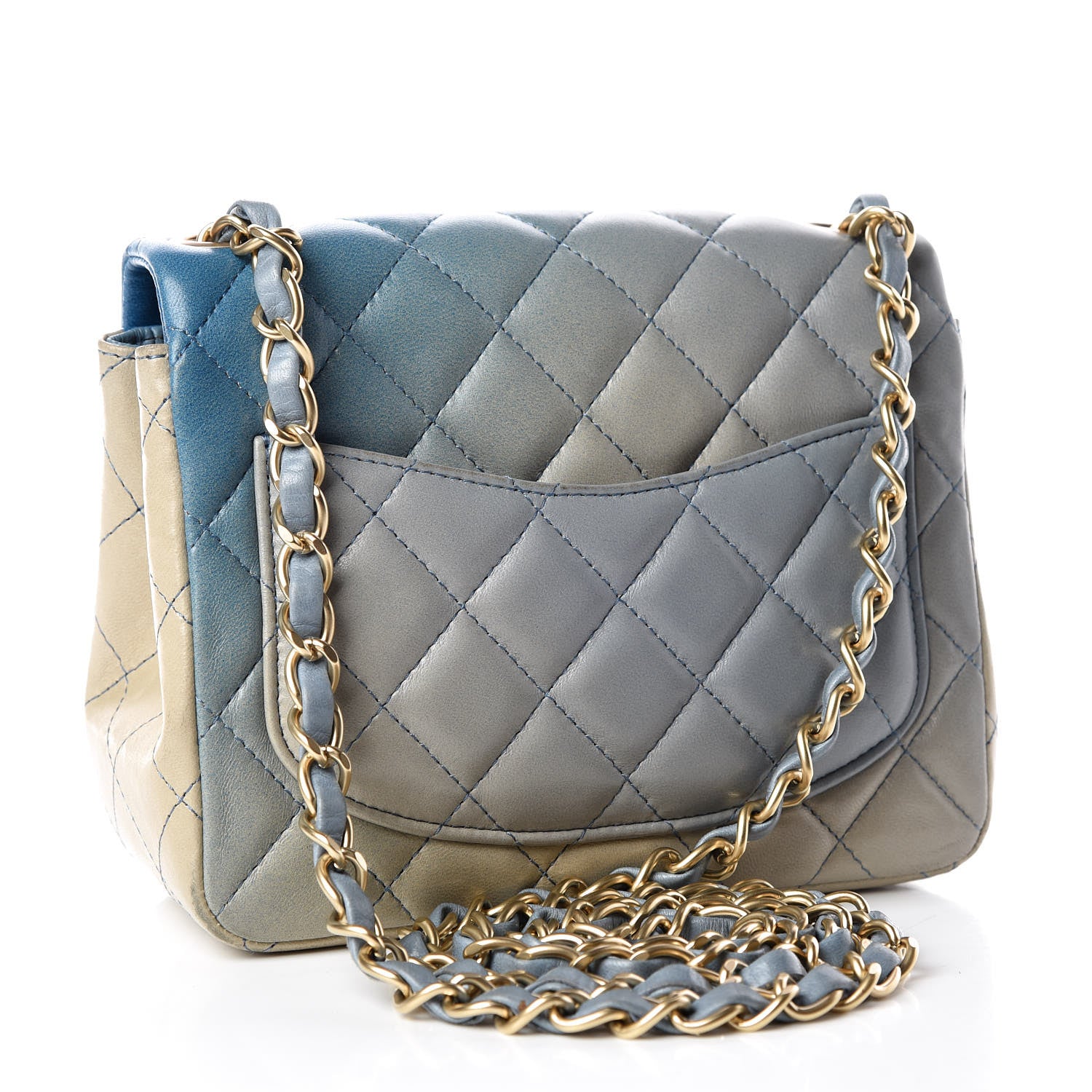 Chanel Lambskin Degrade Quilted Mini Square Flap Light Blue 3 of 16