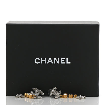 Chanel Crystal Star Drop CC Earrings Silver Gold 5 of 5