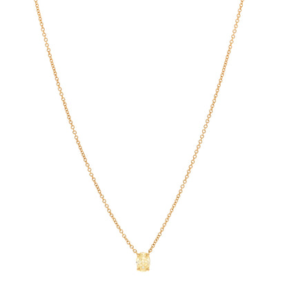 Tiffany 18K Yellow Gold Fancy Intense Yellow Diamond .40ct Oval Pendant Necklace 1 of 4
