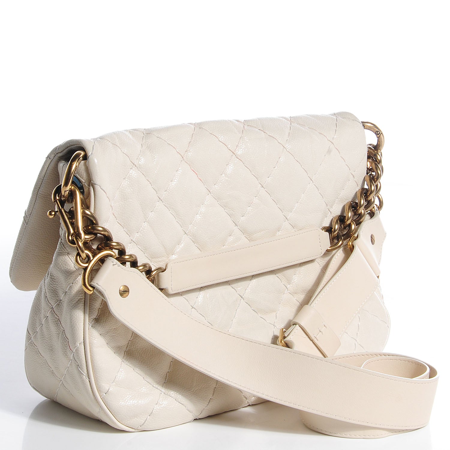 Chanel Crumpled Grained Calfskin Coco Pleats Messenger Flap Ivory 2 of 7