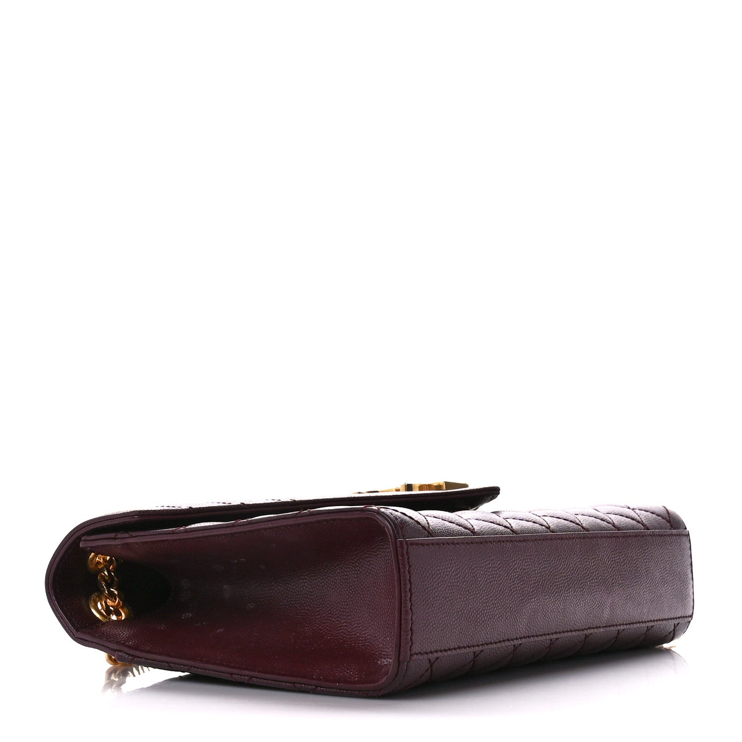 Saint Laurent Grain De Poudre Textured Mixed Matelasse Medium Triquilt Monogram Satchel Rouge Legion 5 of 16