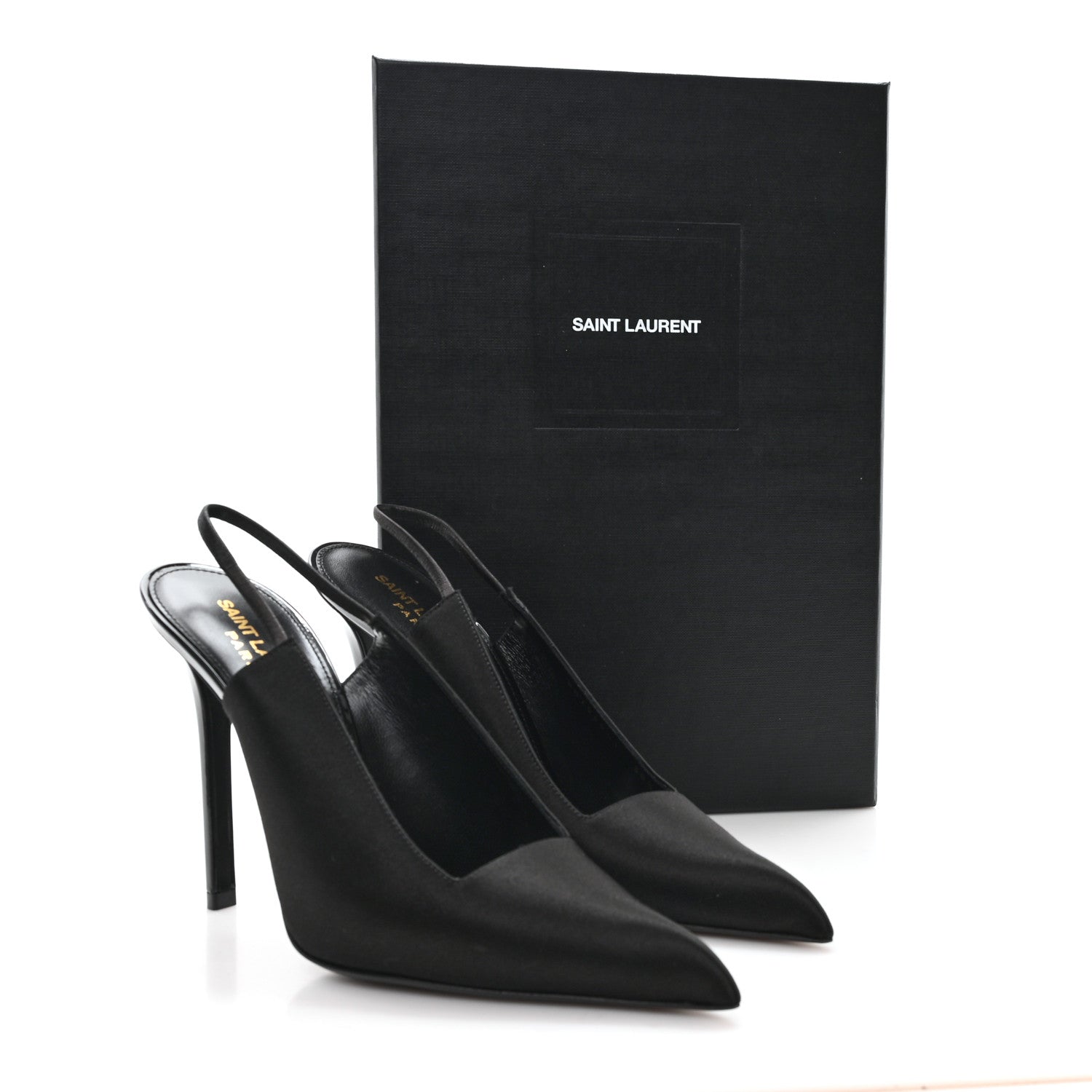 Saint Laurent Raso Regale Raven 110 Slingback Pumps 38.5 Black 10 of 10