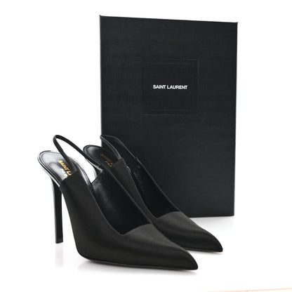 Saint Laurent Raso Regale Raven 110 Slingback Pumps 38.5 Black 10 of 10