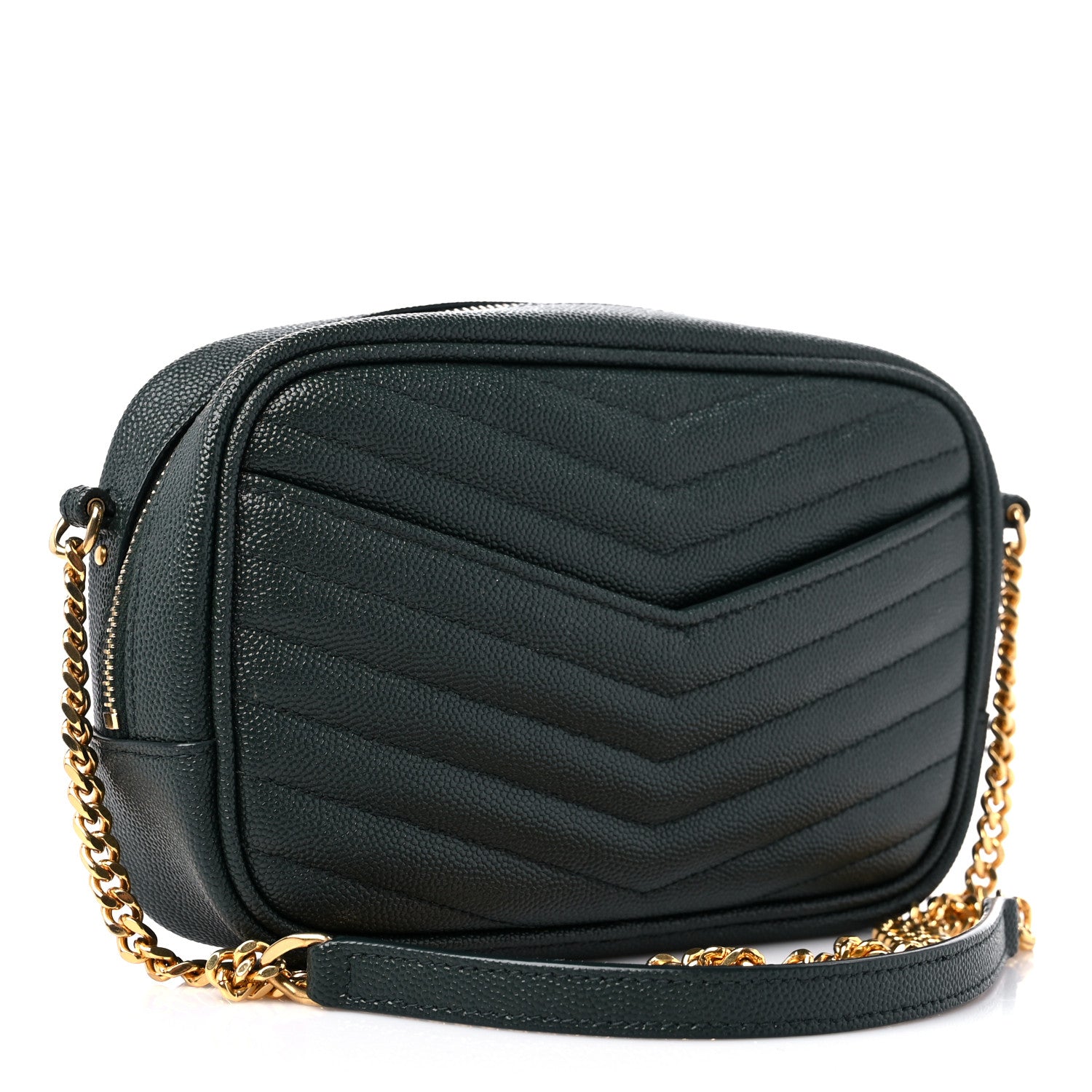 Saint Laurent Grain De Poudre Matelasse Monogram Mini Lou Camera Bag New Vert Fonce 3 of 12