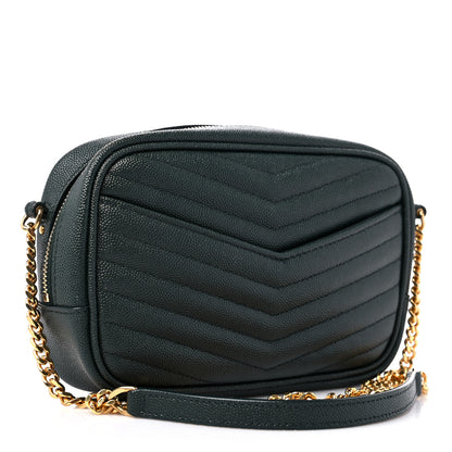 Saint Laurent Grain De Poudre Matelasse Monogram Mini Lou Camera Bag New Vert Fonce 3 of 12