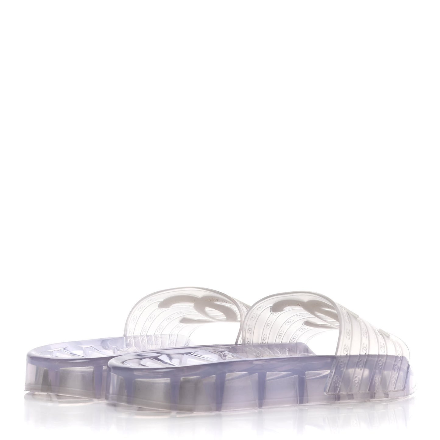 PVC Transparent CC Flat Slide Sandals 41 White