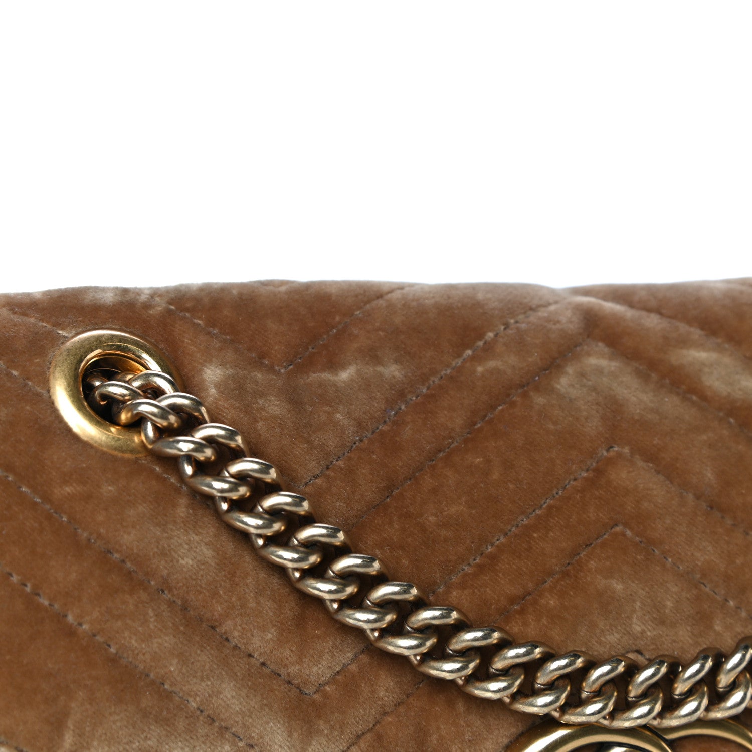Gucci Velvet Matelasse Small GG Marmont Shoulder Bag Taupe 16 of 17