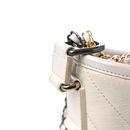 Chanel Aged Calfskin Chevron Quilted Small Gabrielle Hobo White 15 of 17