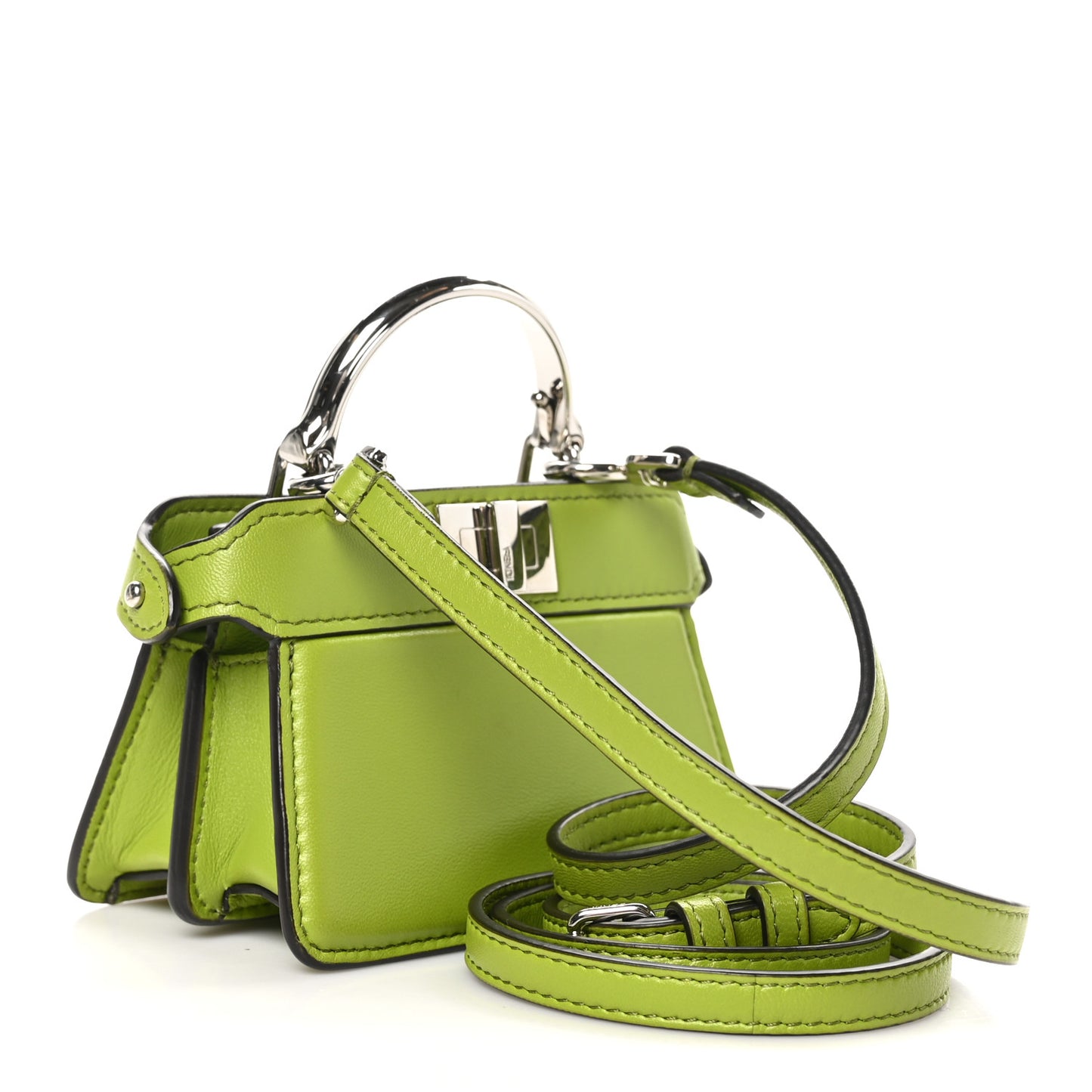 Shiny Nappa Nano Peekaboo Maxi Handle Satchel Wasabi