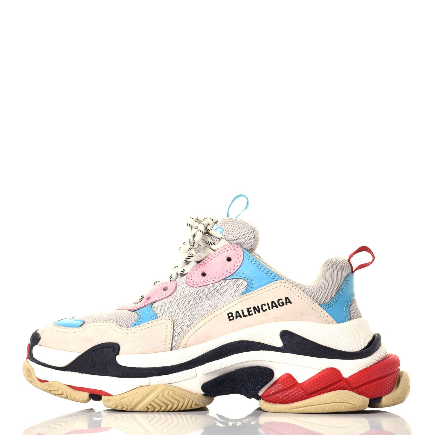 Balenciaga Fabric Mesh Womens Triple S Sneakers 39 White Blue Pink 1 of 7