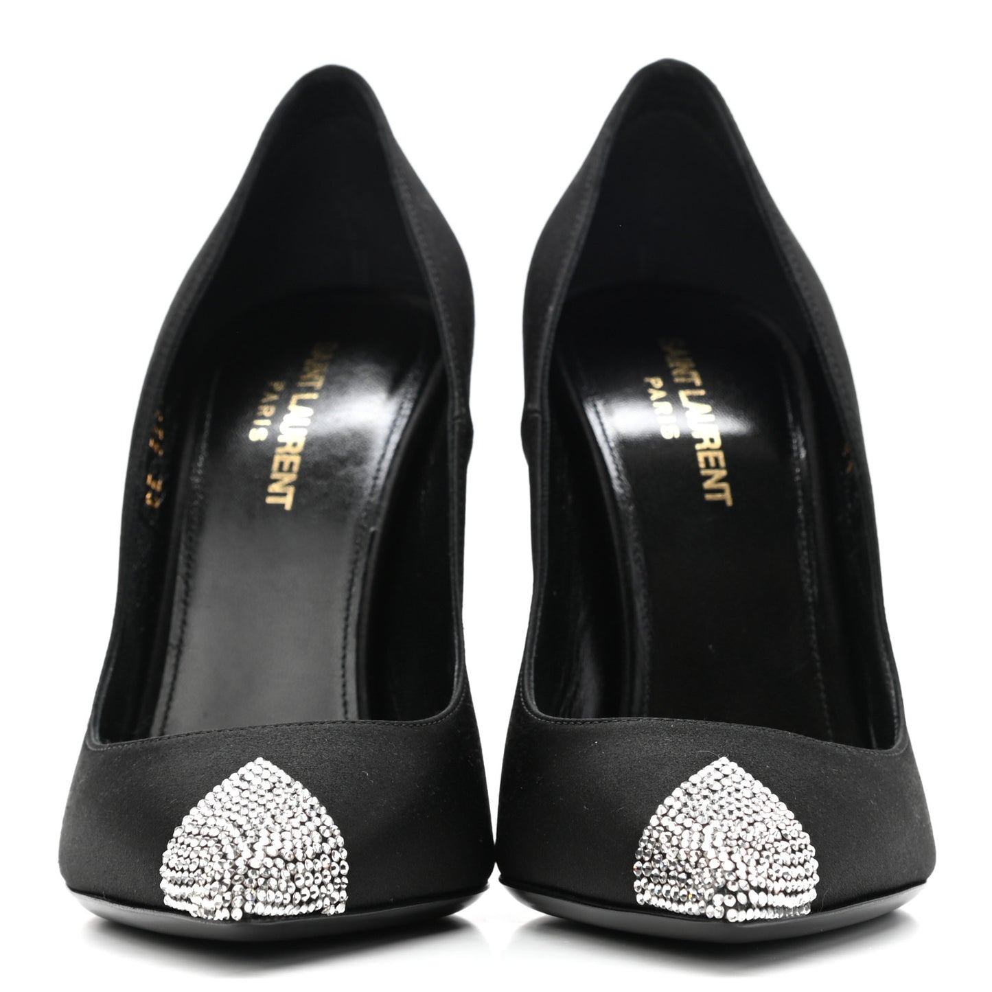 Satin Crystal Embellished Tower 110 Pump 38.5 Black