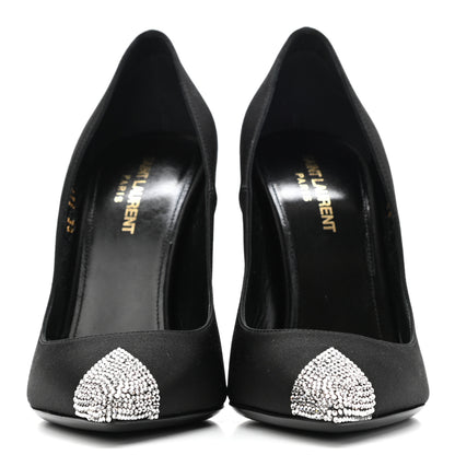 Saint Laurent Satin Crystal Embellished Tower 110 Pump 38.5 Black 2 of 8