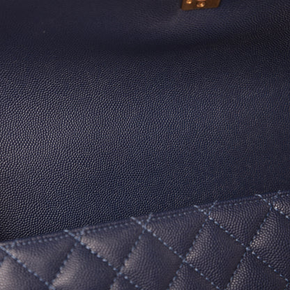 Chanel Caviar Lizard Quilted Medium Coco Handle Flap Navy 12 of 13