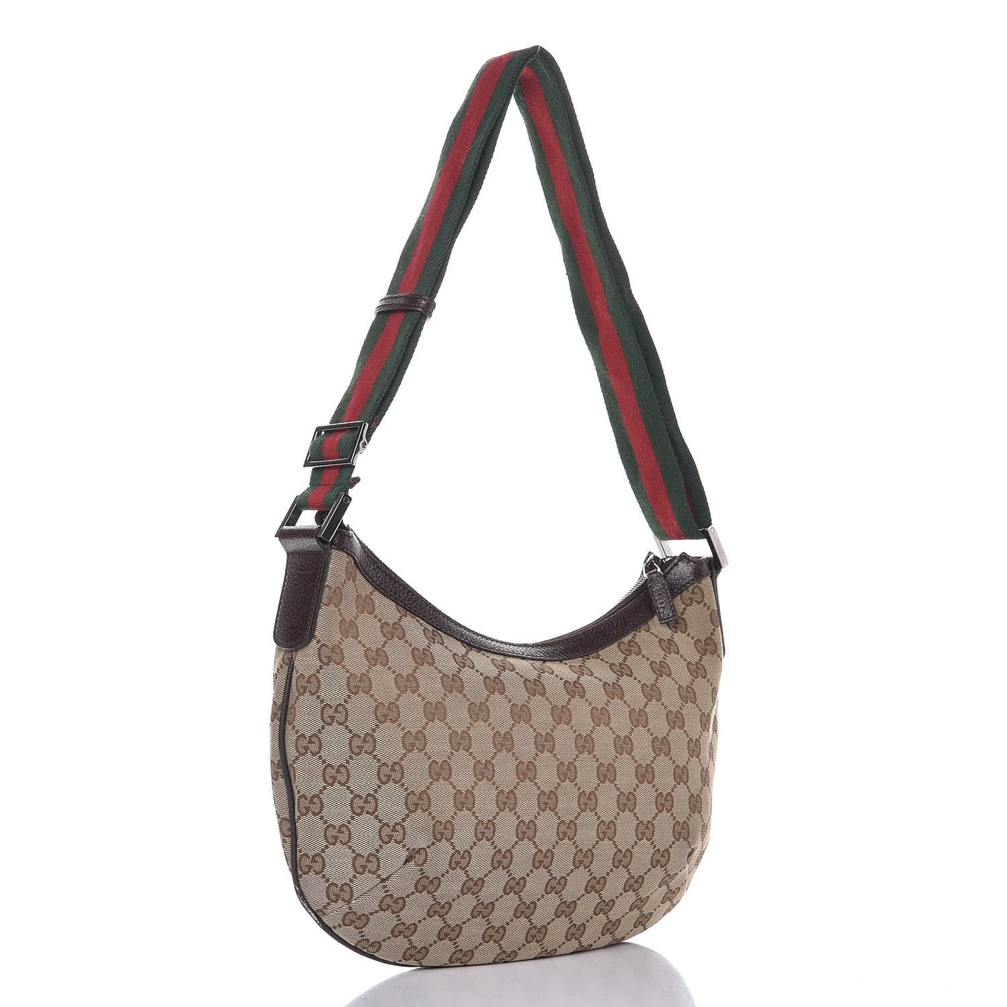 Monogram Web Medium Half Moon Hobo Dark Brown
