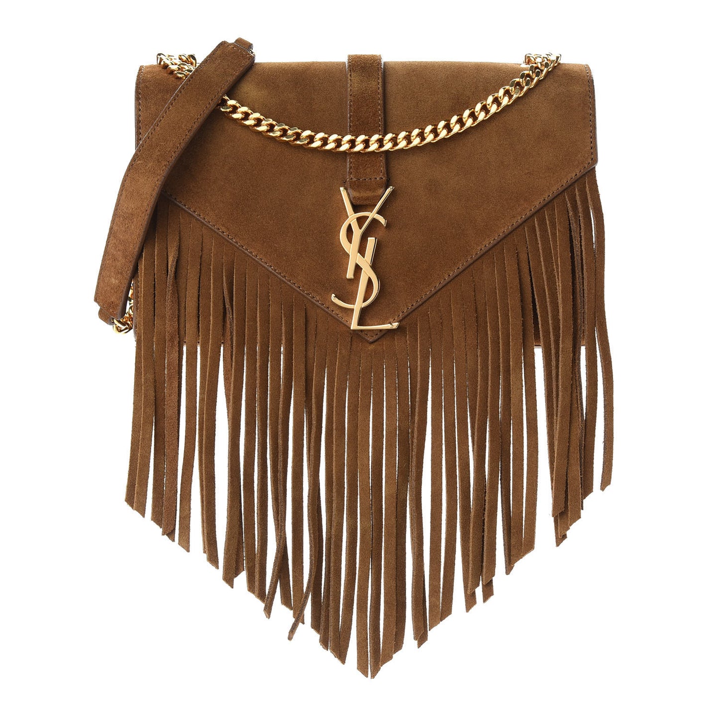Suede Fringe Small Monogram Satchel Light Ocre