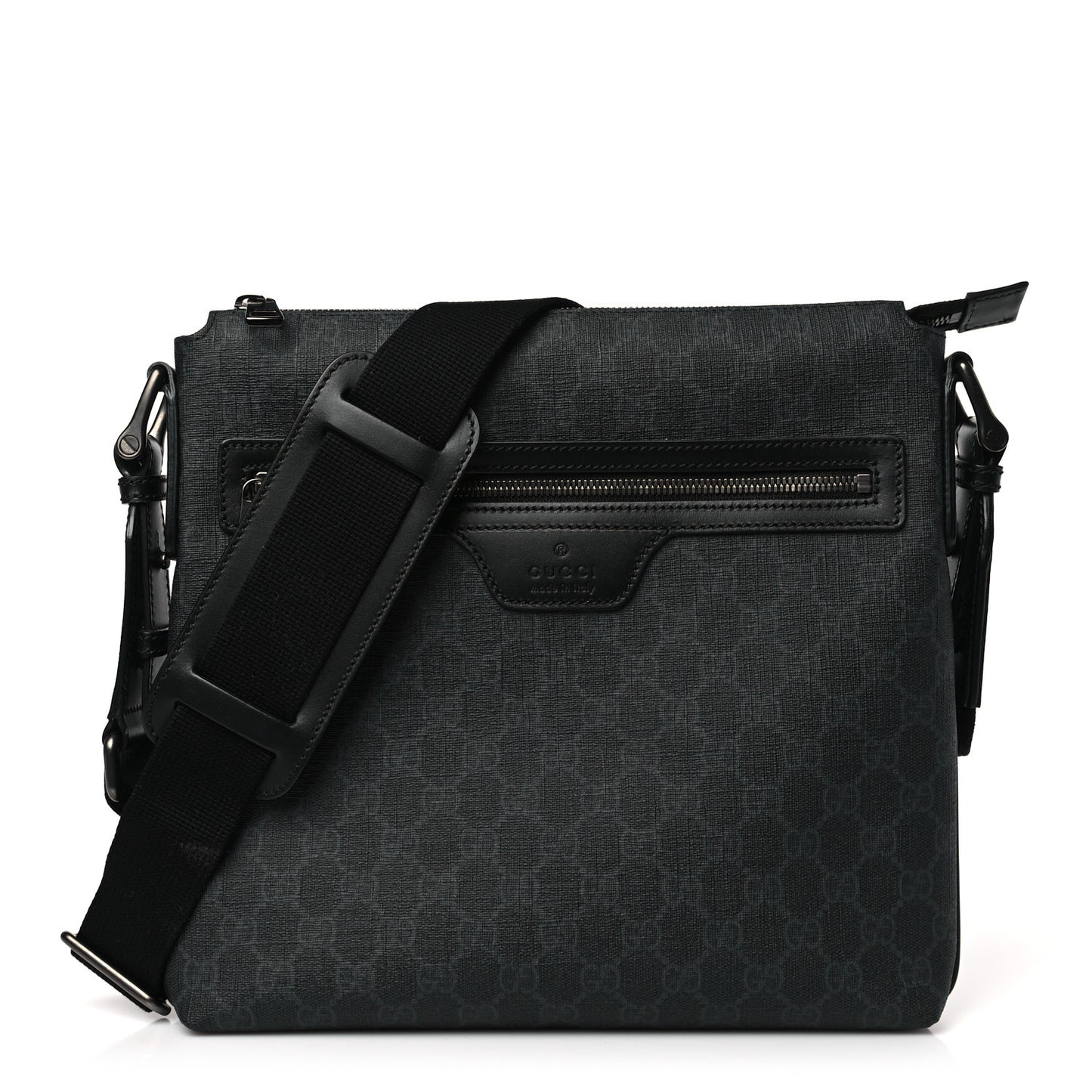 GG Supreme Monogram Crossbody Messenger Bag Black Grey