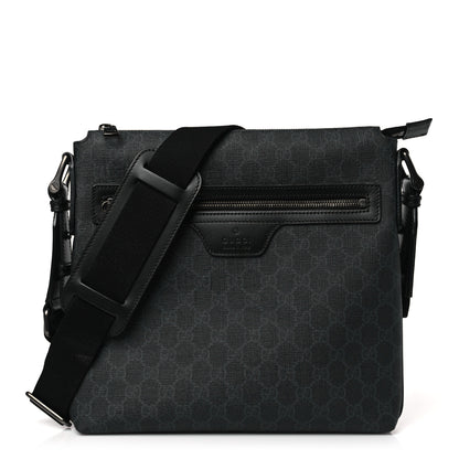 Gucci GG Supreme Monogram Crossbody Messenger Bag Black Grey 1 of 9