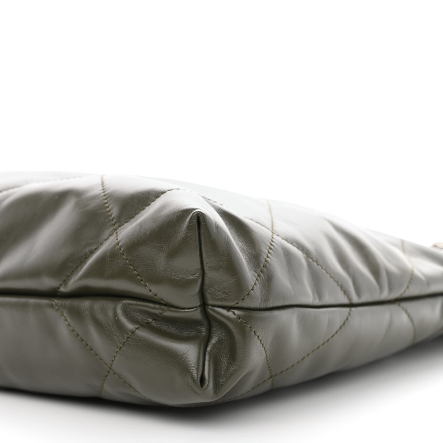 Shiny Calfskin Quilted Small Chanel 22 Khaki