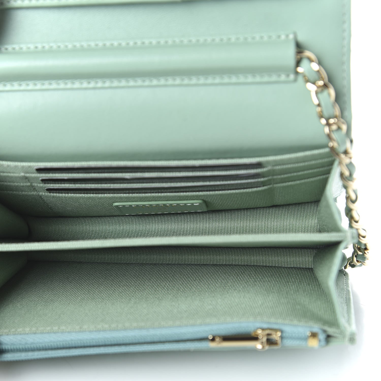 Chanel Lambskin Quilted Mini Wallet On Chain WOC Light Green 5 of 13