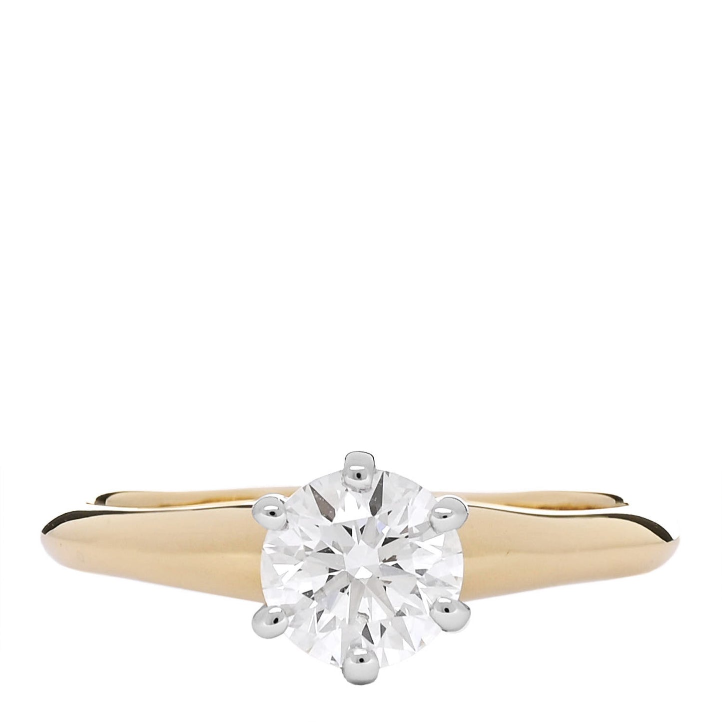 18K Yellow Gold Platinum Diamond .53ct Solitaire Engagement Ring 46 3.75