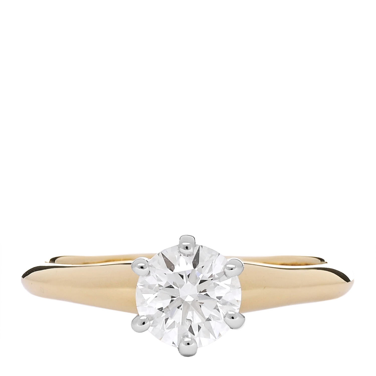 Tiffany 18K Yellow Gold Platinum Diamond .53ct Solitaire Engagement Ring 46 3.75 1 of 7