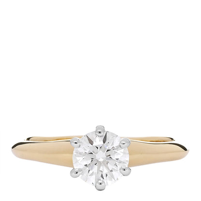 Tiffany 18K Yellow Gold Platinum Diamond .53ct Solitaire Engagement Ring 46 3.75 1 of 7