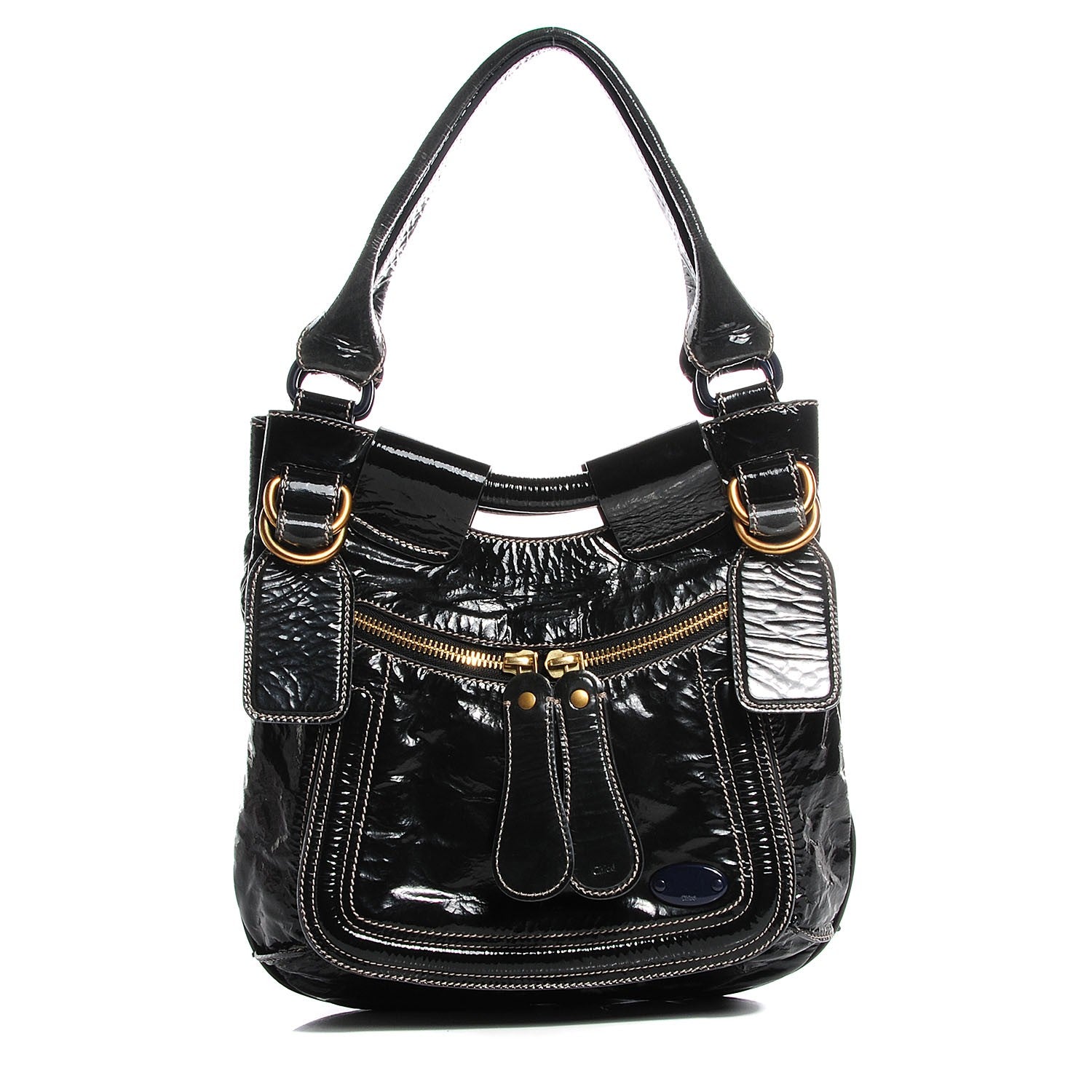 Chloe Patent Small Bay Tote Black 1 of 9