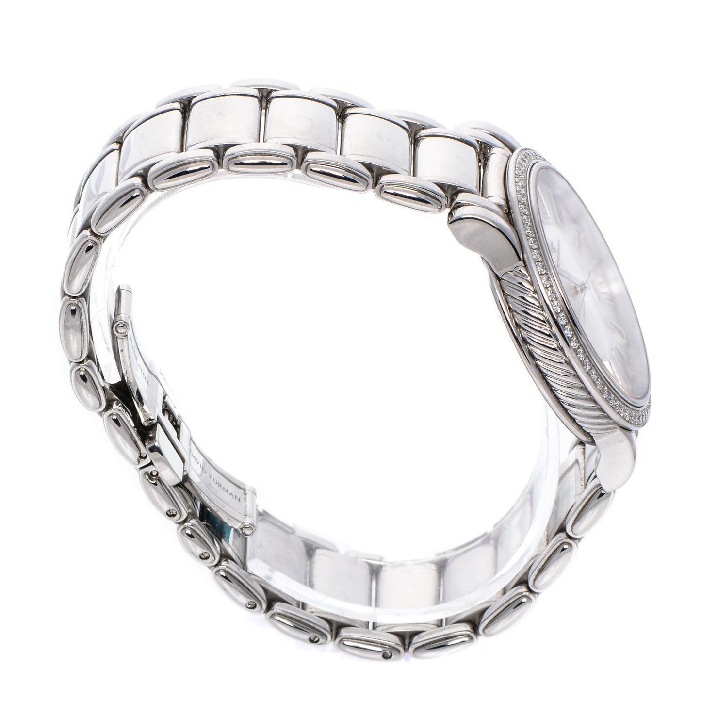 Stainless Steel Diamond Bezel Mother of Pearl 38mm Classic Quartz Watch