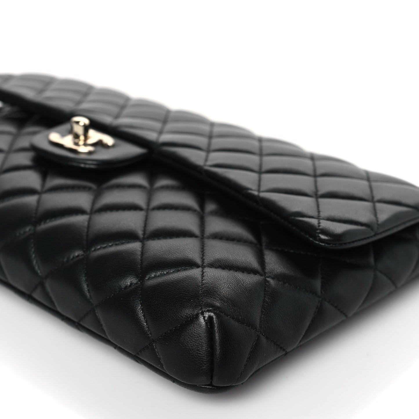 Lambskin Quilted Flap Clutch Black