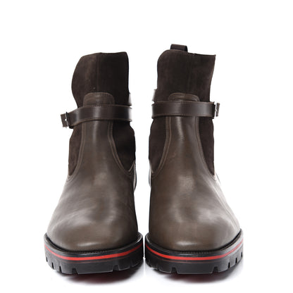 Christian Louboutin Calfskin Wax Crosta Mens Kicko Flat Boots 44 Dark Brown 2 of 8