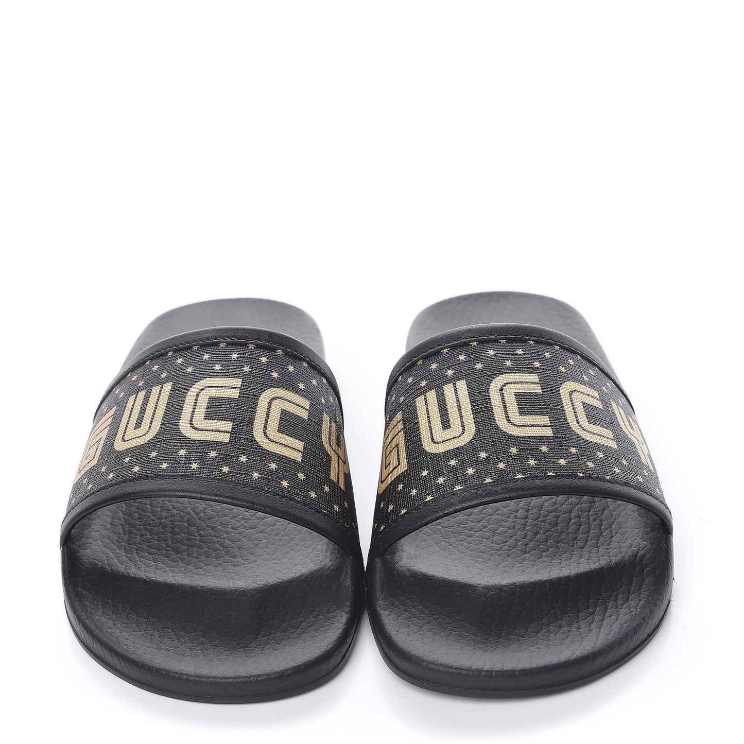 X SEGA Supreme Canvas GUCCY Stars Womens Slide Sandals 37 Black Gold