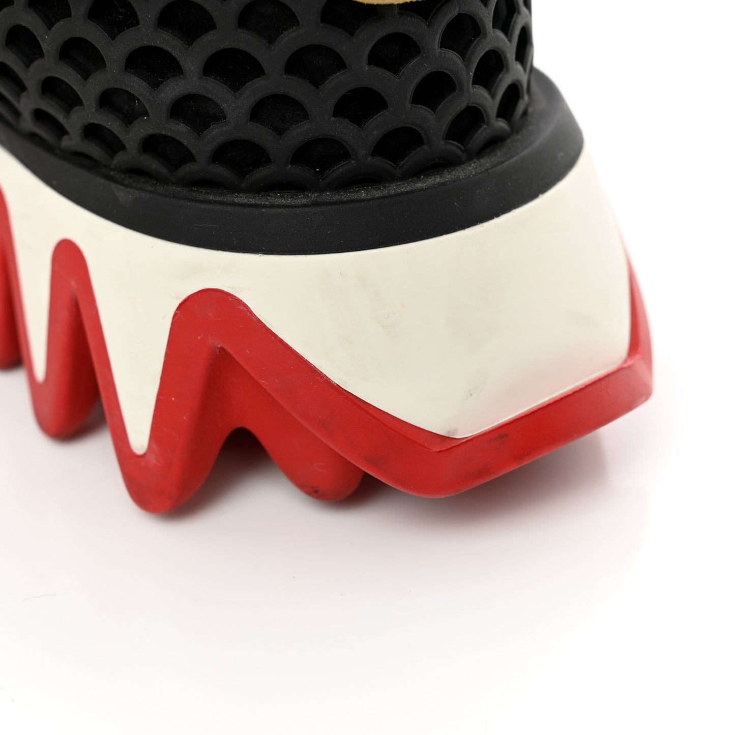 Calfskin Suede Patent Womens Loubishark Sneakers 37 Black Loubi Red