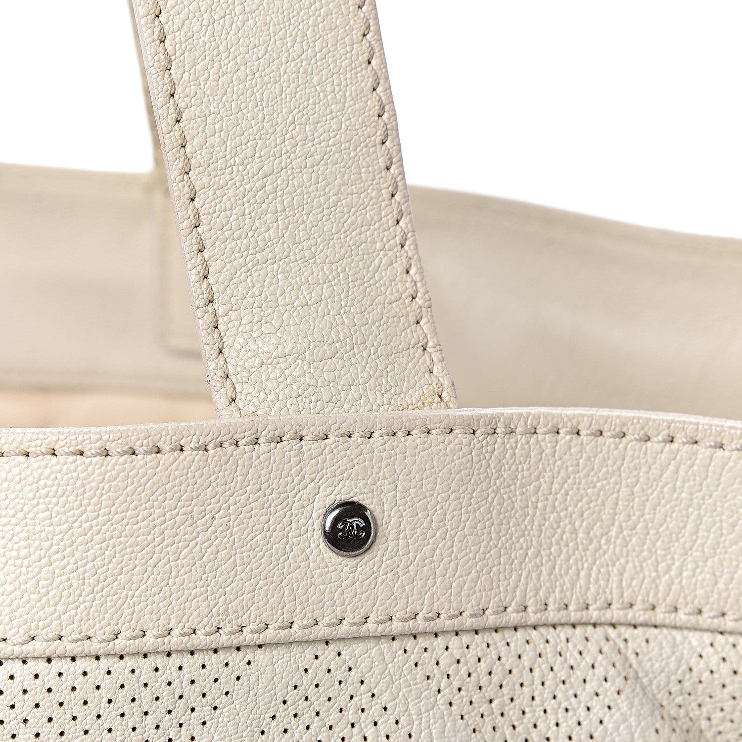 Chanel Goatskin Perforated Large CC Tote White 18 of 22