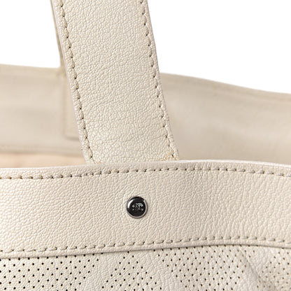Chanel Goatskin Perforated Large CC Tote White 18 of 22