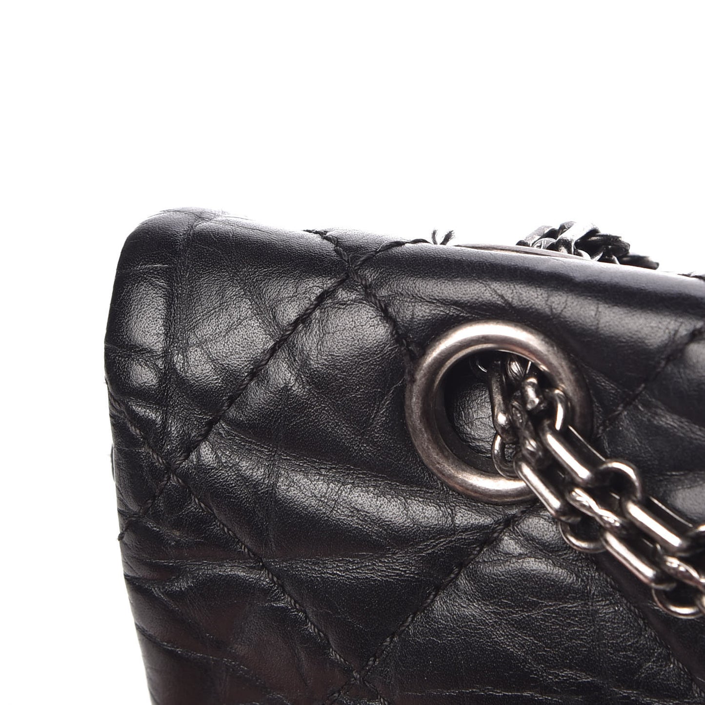 Aged Calfskin Quilted 2.55 Reissue 227 Flap Black