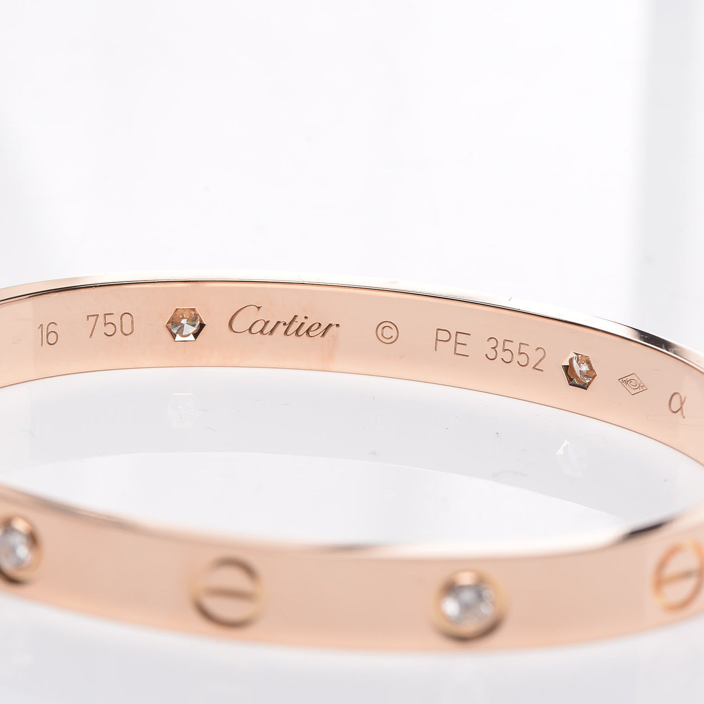 18K Pink Gold 4 Diamond LOVE Bracelet 16